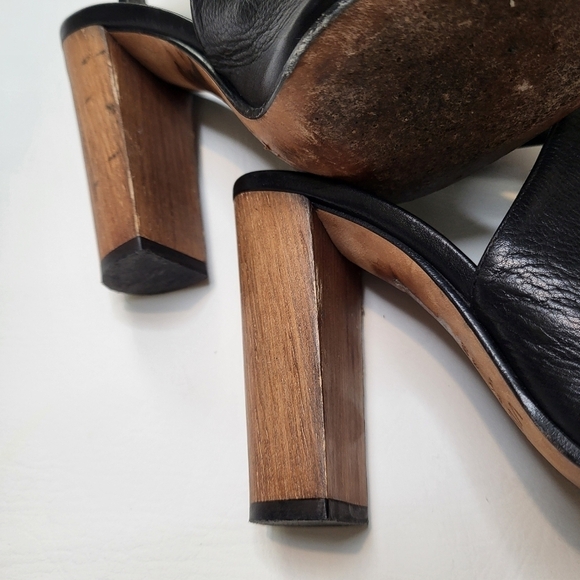 Vince Addie high heels black leather block chunky heel ankle strap shoes size 7 - Picture 8 of 14